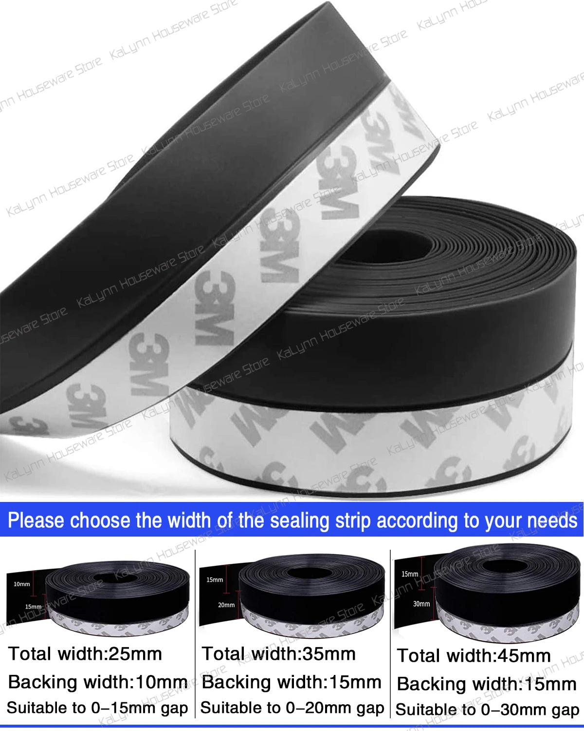5M-10M Door Bottom Seal Strip Weather Window Rubber Weatherstrip Qme Black 5 Meters 35mm Width