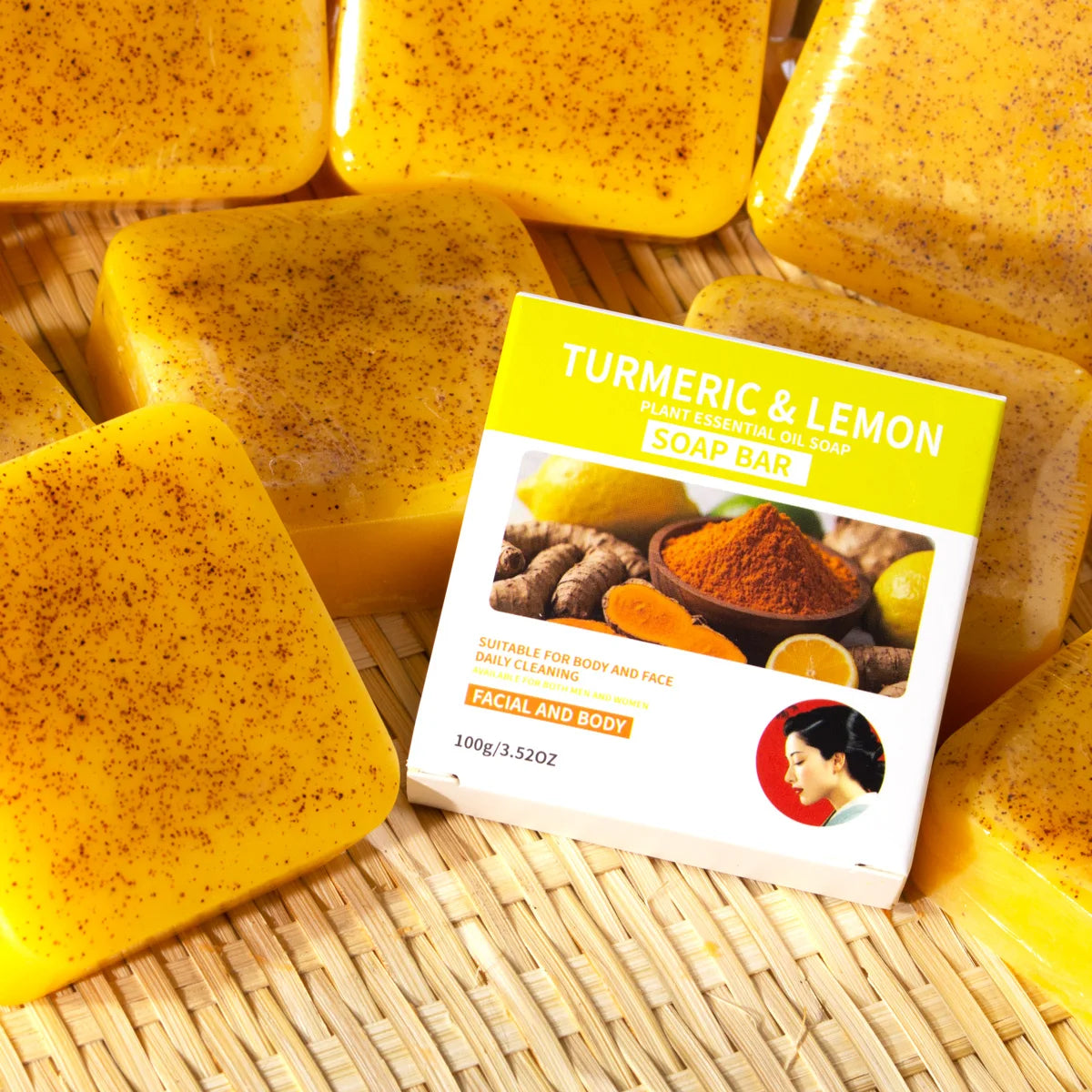 Lemon Whitening Oil Control Acne Removal Ginger Yellow Soap Natural Qme 100g