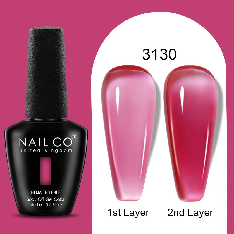 Nailco Jelly Gel Nail Polish Transparent Varnishes 44 Colors Red Pink Qme 3130