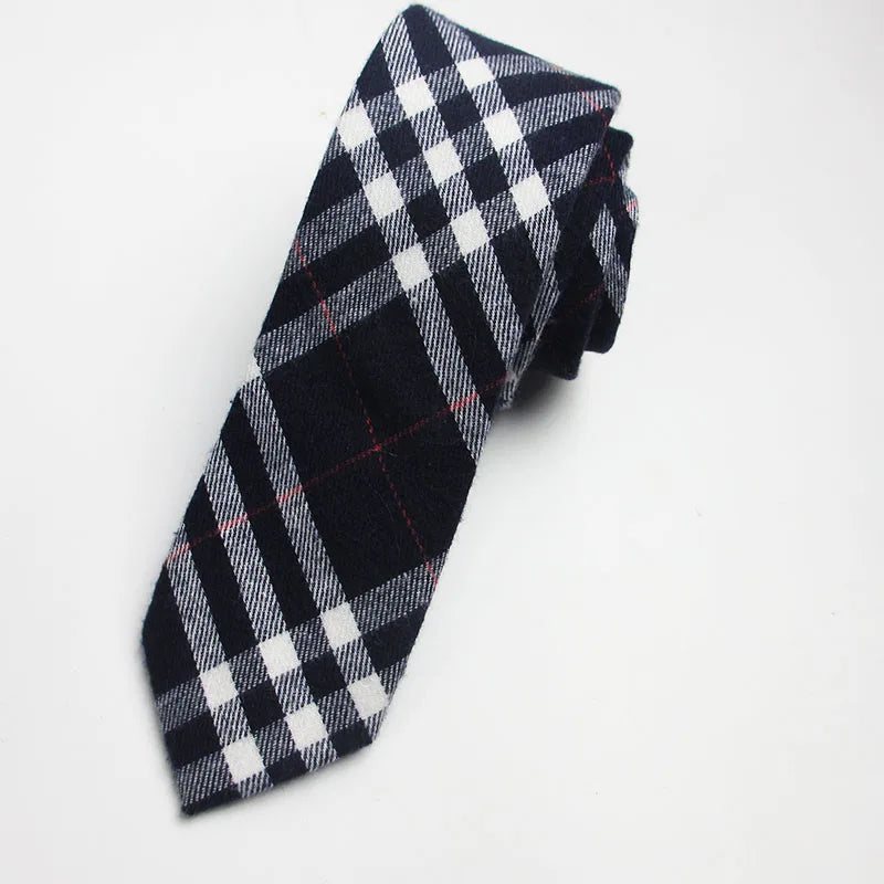 Fashion Woven Cotton Ties Men Skinny Neck Tie Wedding Casual Plaid Qme RT7