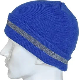 Casual Autumn Winter Warm Caps for Women and Men, Unisex Luminous Outdoor Cycling Ski Knitted Hats with Reflective Stripe Qme Azul tesoro