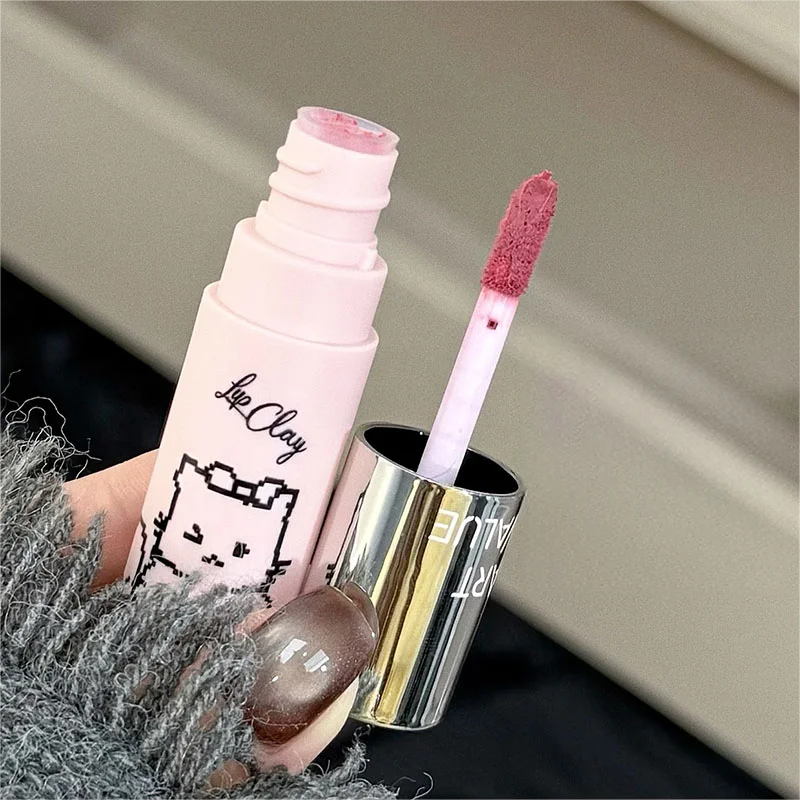 Lip Mud Kawaii Cat Velvet Nude Lipstick Matte Texture Silky Easy Qme