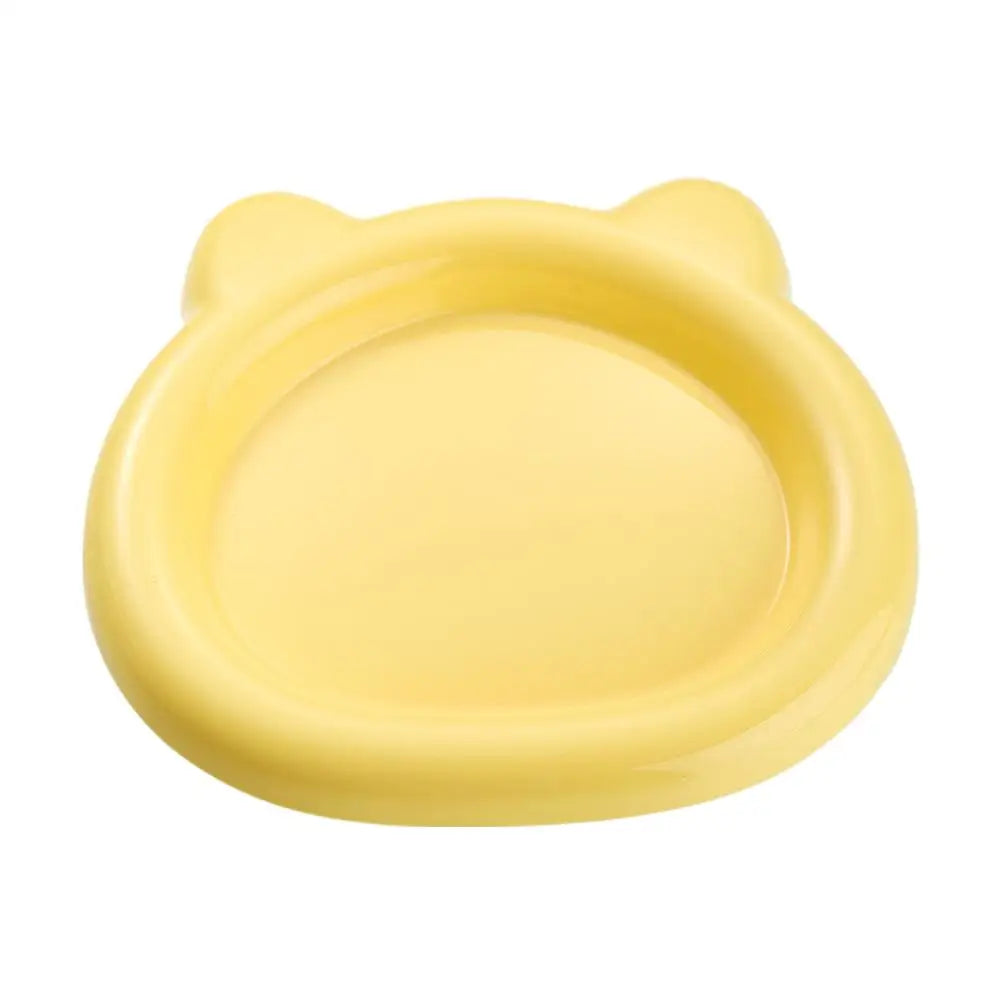 Plastic Cat Shape Bowl Wide Food Bowls Wet Dry Shallow Dish Anti-fall Qme Yellow