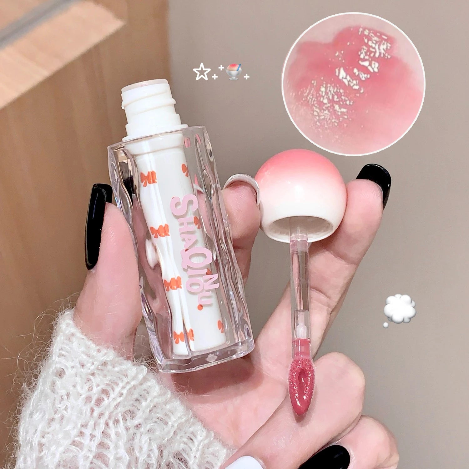 SHAQINUO Watery Lip Gloss Moisturizing Mirror Water Long-lasting Qme