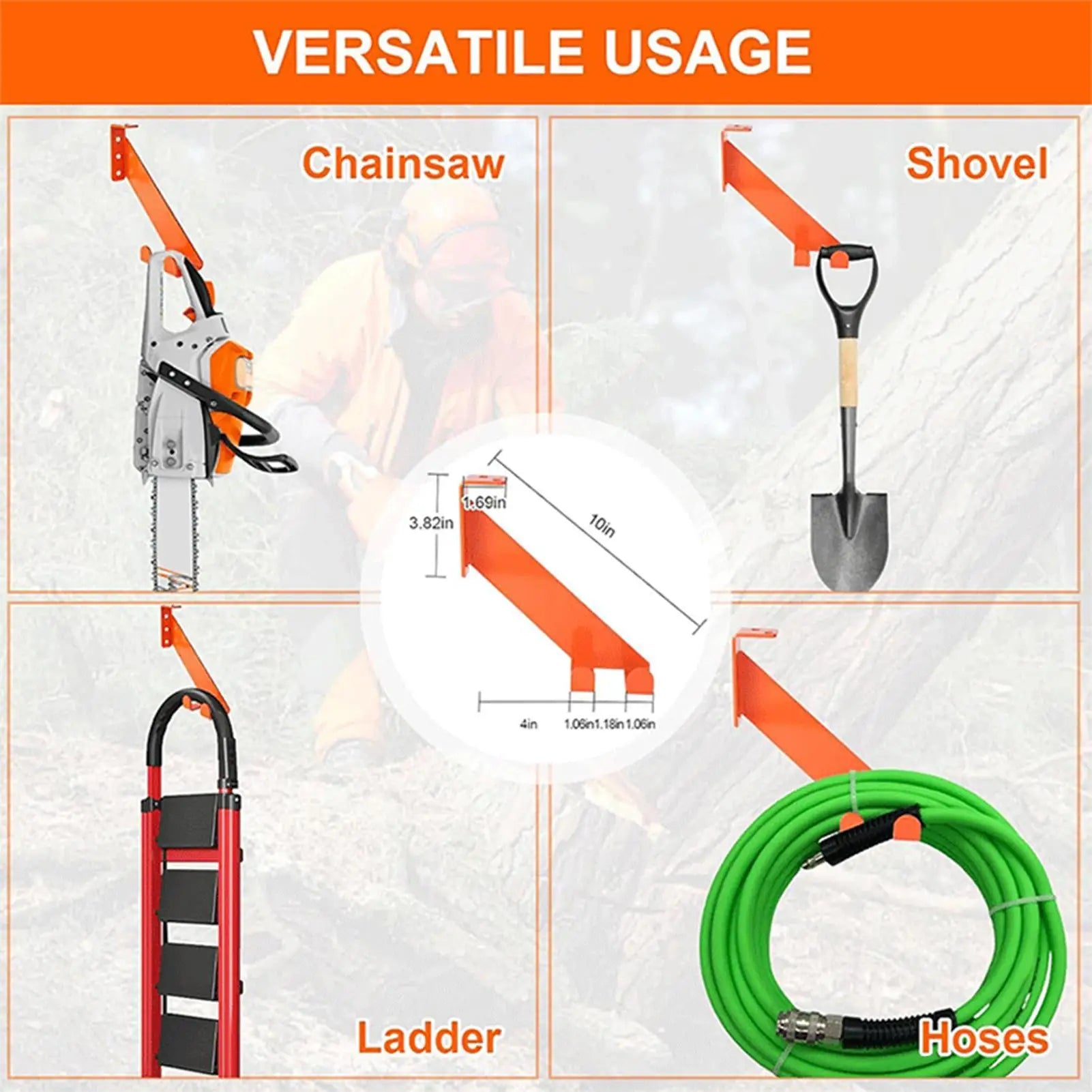 Chainsaw Holder Wall Mount Stainless Steel Garage Rack Heavy Duty Qme