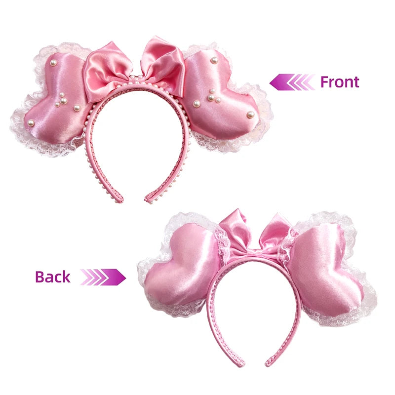 Mickey Mouse Heart Ear Headands Women Adult Cosplay Valentine's Day Hairband For Girls Park Travel Photography Hair Accessory Qme