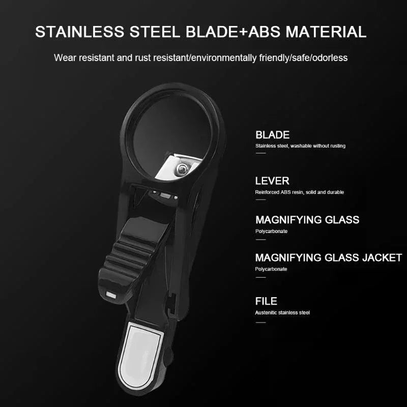 Senior Special Nail Clipper Magnifying Glass Stainless Steel Sharp Qme