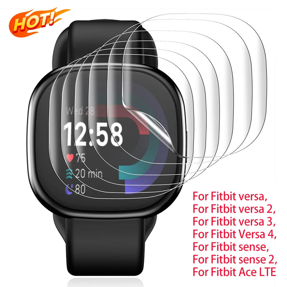 Soft Clear Protective Film For Fitbit Versa 4/3/Sense 2 Smart Watch Versa4 Sense2 Screen Protector Full Cover for Ace LTE Qme