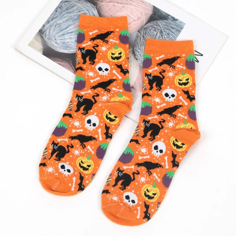Anime Funny Socks Halloween Women Creative Cosplay Hip Hop Novelty Harajuku Bone Spider Web Male Skateboard Japanese Long Socks Qme A3 One Size