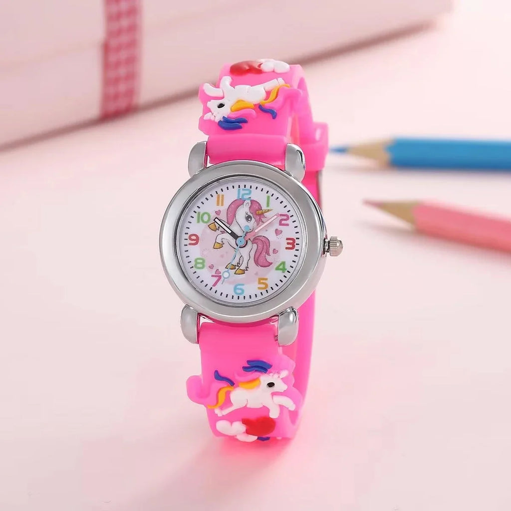 1pcs Fashion Color Cartoon Unicorn Student Children's Watch Quartz Watch Electronic Watch Qme