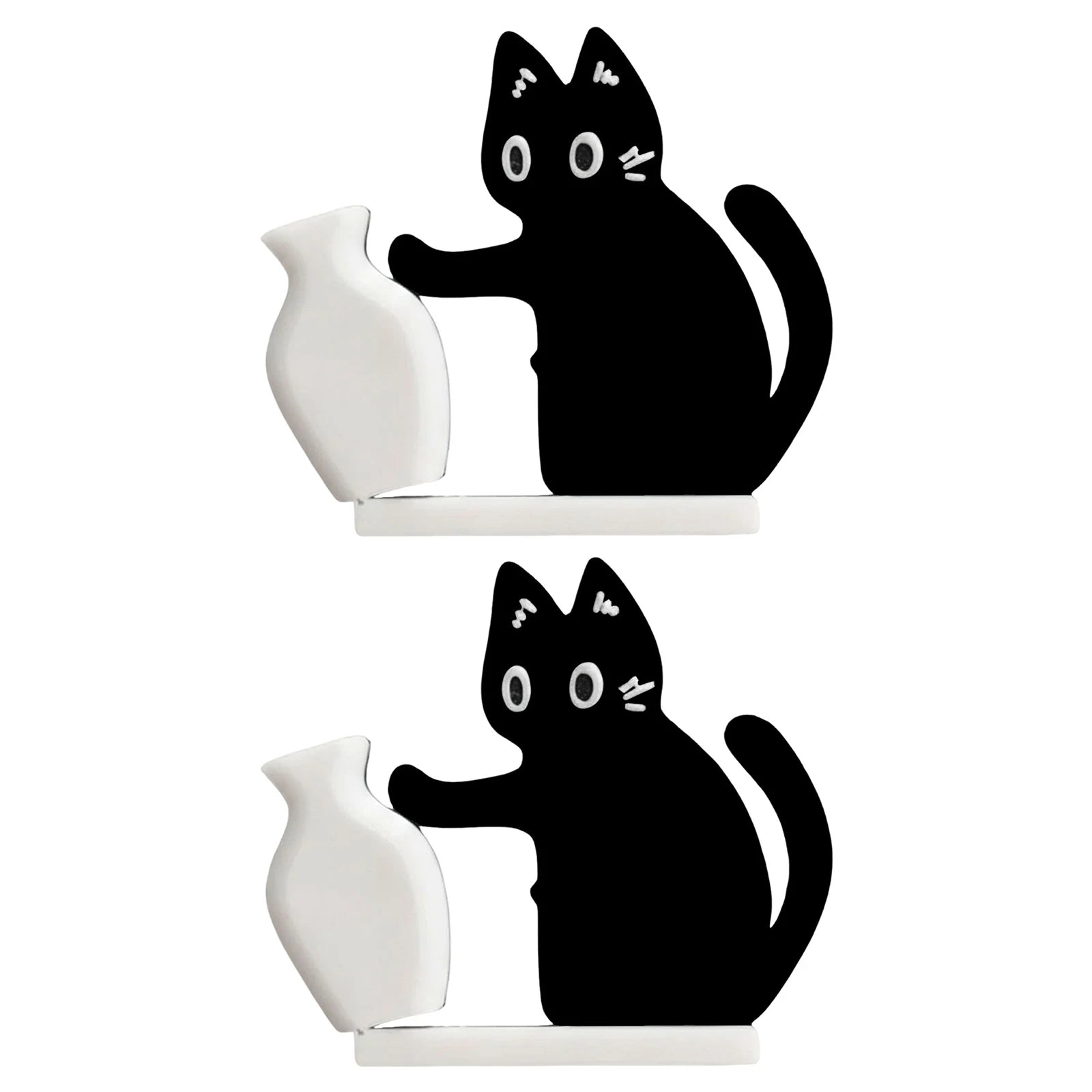 Refrigerator Magnets Black Cat Pushing Vase Decor Cat Whisker Collection Memorial Box Fridge Magnet Home Office Decor For Gift ﻿ Qme 2Pcs Black