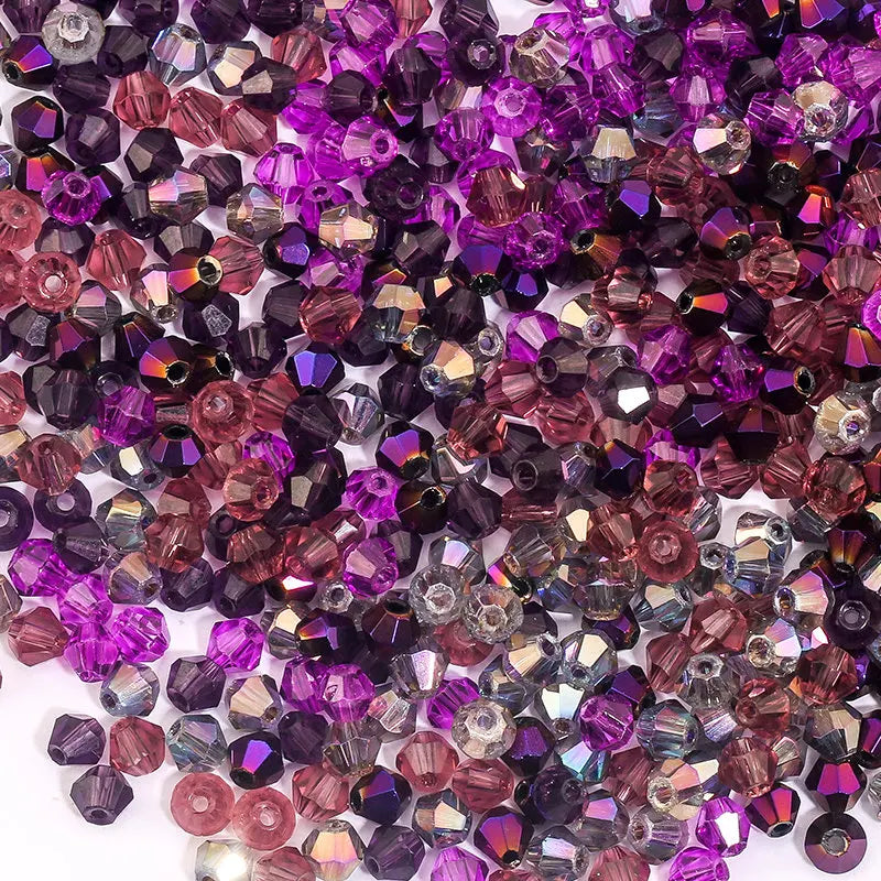 100Pcs 4MM Glass Beads Bicone Shaped Beads Faceted Crystal Beads for Jewelry Making Bracelet Necklace Earrings DIY Beading Qme 9 4MM-100PCS