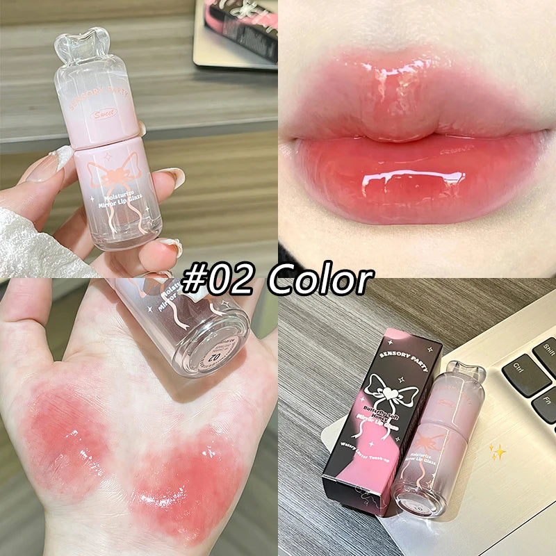 Bowknot Black Pink Mirror Lip Gloss Non-cup Staining Long-lasting Qme SP1056-2