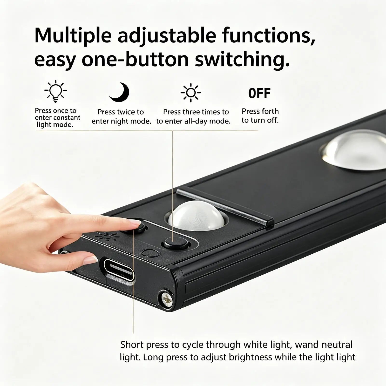 Under Cabinet Lighting LED Rechargeable Cordless 3-level Strip Shelf Qme
