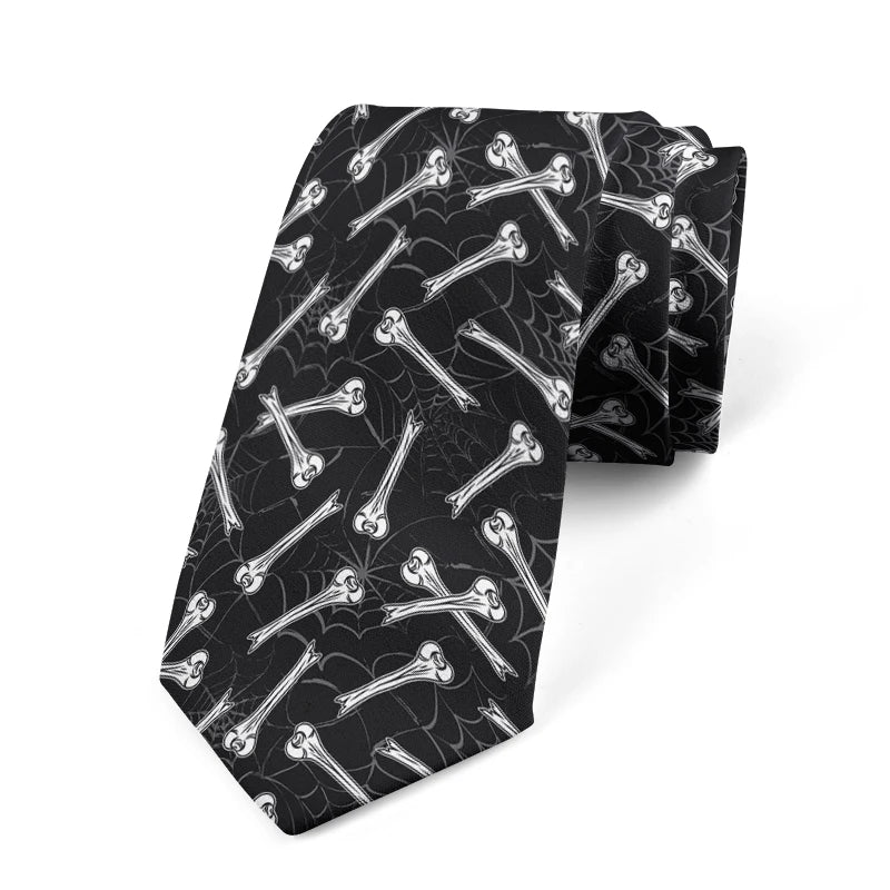 Skeleton Parts Creative Novelty Tie Fashion Funny Cartoon Skull Print Qme style1