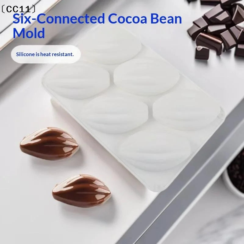 6 Hole Cocoa Pods Design Pudding Silicone Mousse Mold DIY French Qme Default Title
