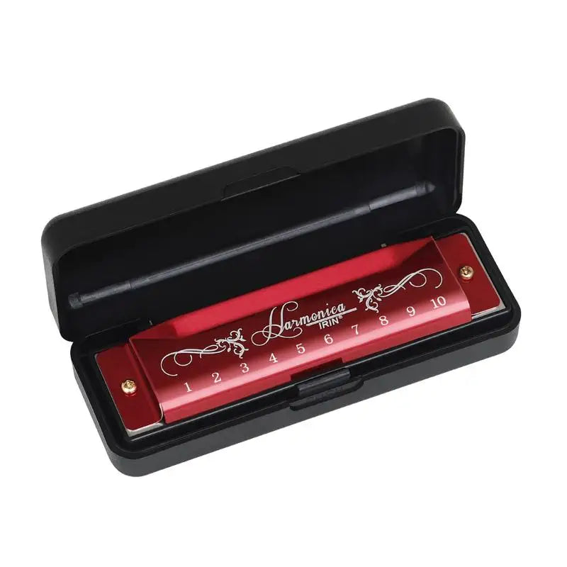 10 Hole 20 Tone Harmonica Woodwind Instrument Red Silver Black ABS Qme Red