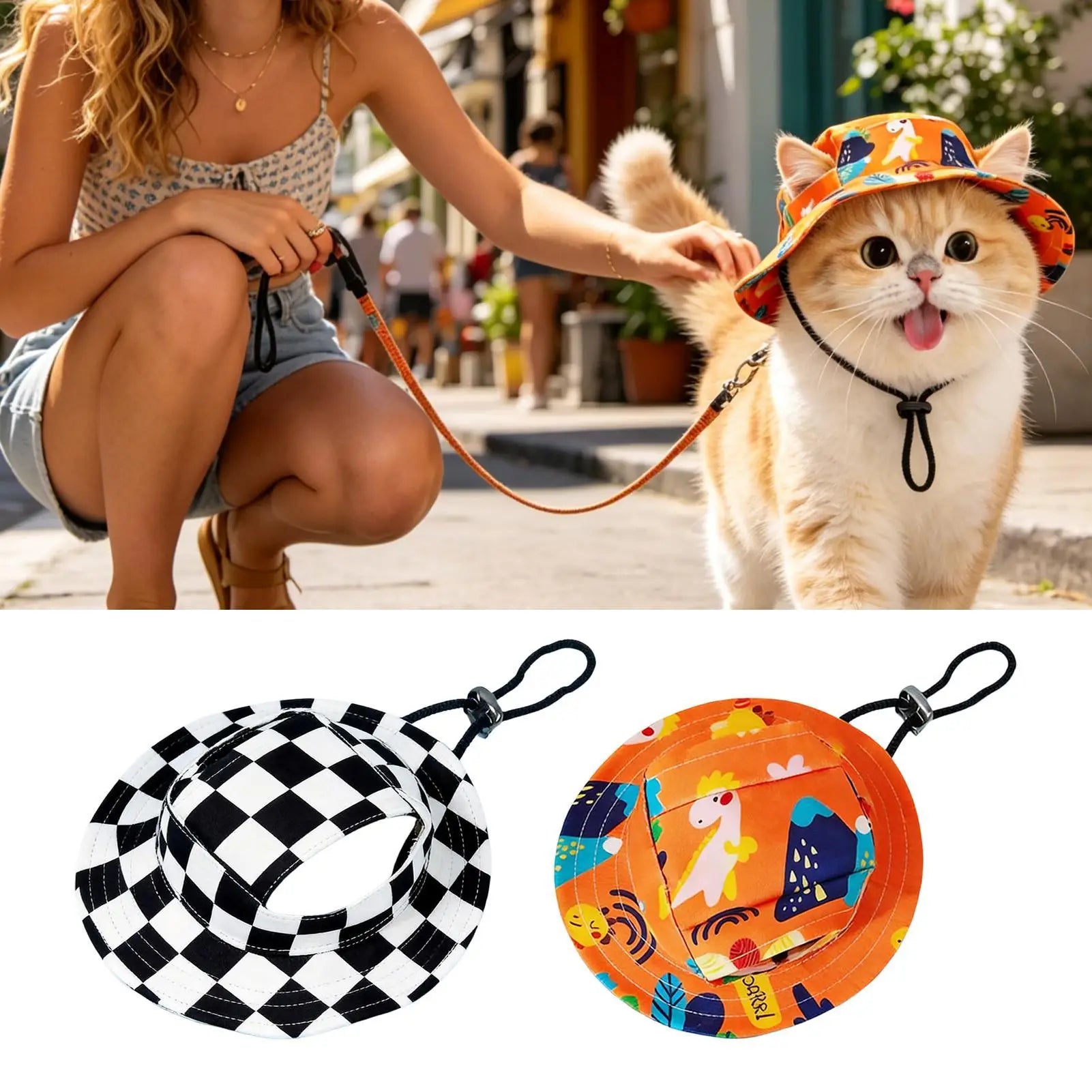 Hat For Dog With Ear Holes UV Protection Wide Brim Summer Dog Baseball Hat Cat Accessories For Small Medium Large Puppy Kitten Qme