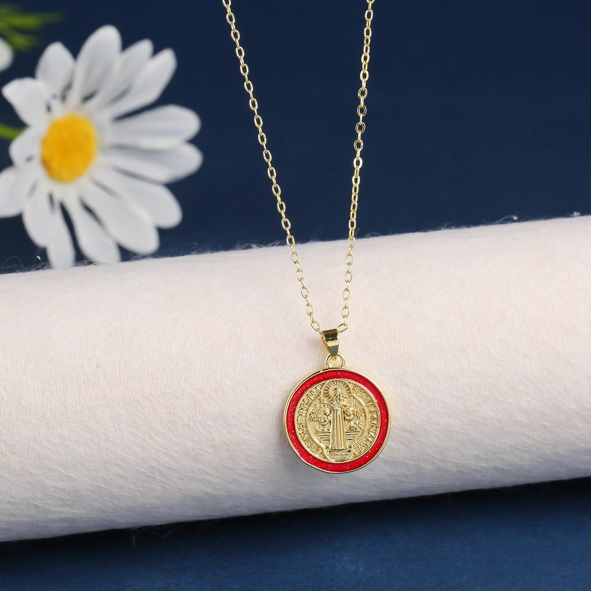 Religious Style Stainless Steel Round Zirconia Oil Drop Pendant Necklace Fashion for Man Woman Friendship Jewelry Party Gift Qme Necklace 5