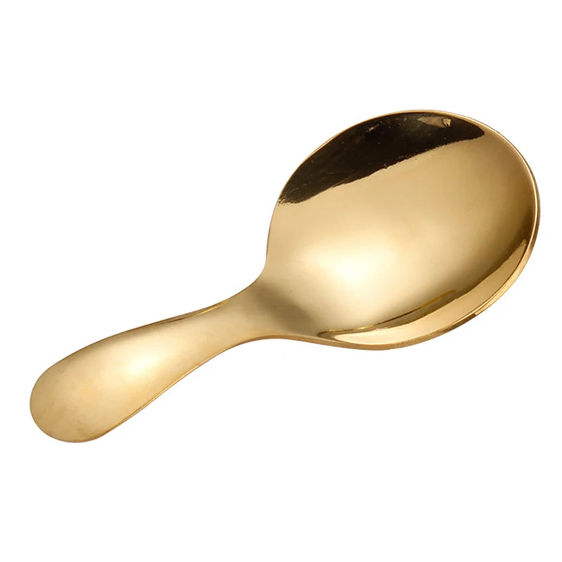 Cute Stainless Steel Spoon Short Handle Gold Ice Cream Tea Coffee Qme A2 Gold