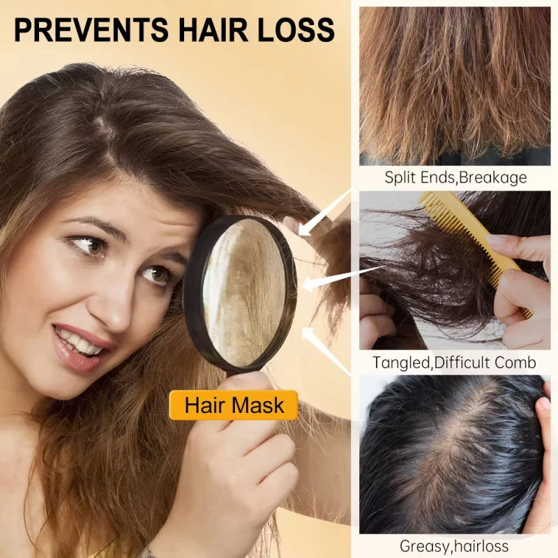 Rice Magical Keratin Hair Mask 5 Seconds Repair Damaged Frizzy Hairs Soft Smooth Shiny Moisturizing Nourish Hair Root Care Qme