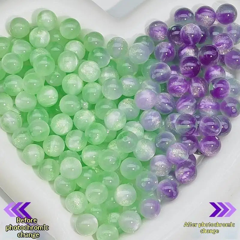 UV Reactive Cat Eye Resin Round Beads Shift Spacer DIY Handmade