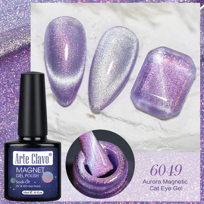 Arte Clavo Auroras Cat Eye Magnetic Gel Unicorn Shining Transparent Qme 6049