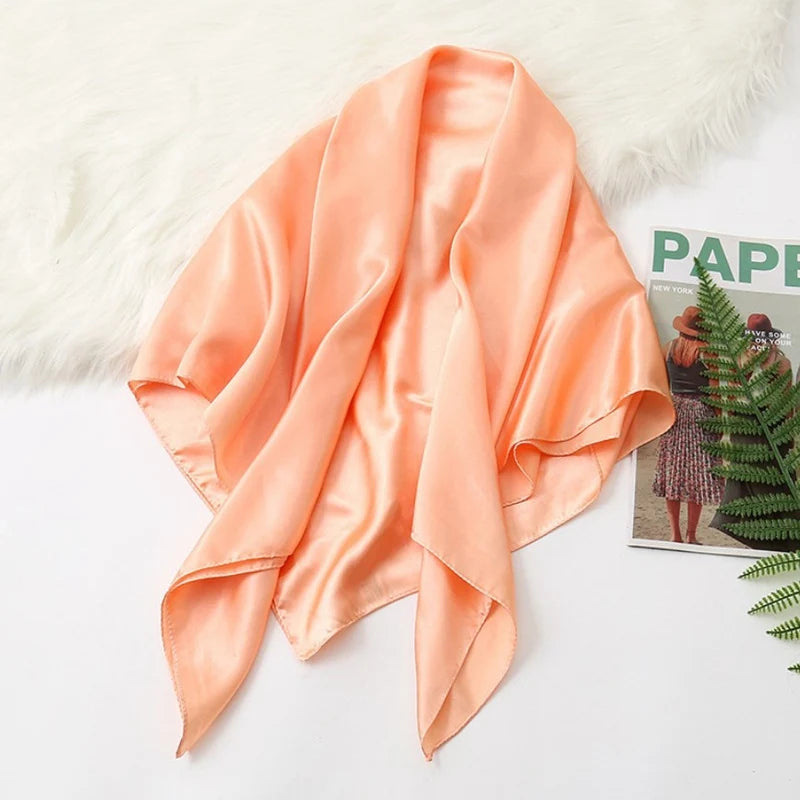 90 Big Headwraps Solid Colors Neckerchief Hijab Women Satin Headband Qme A9