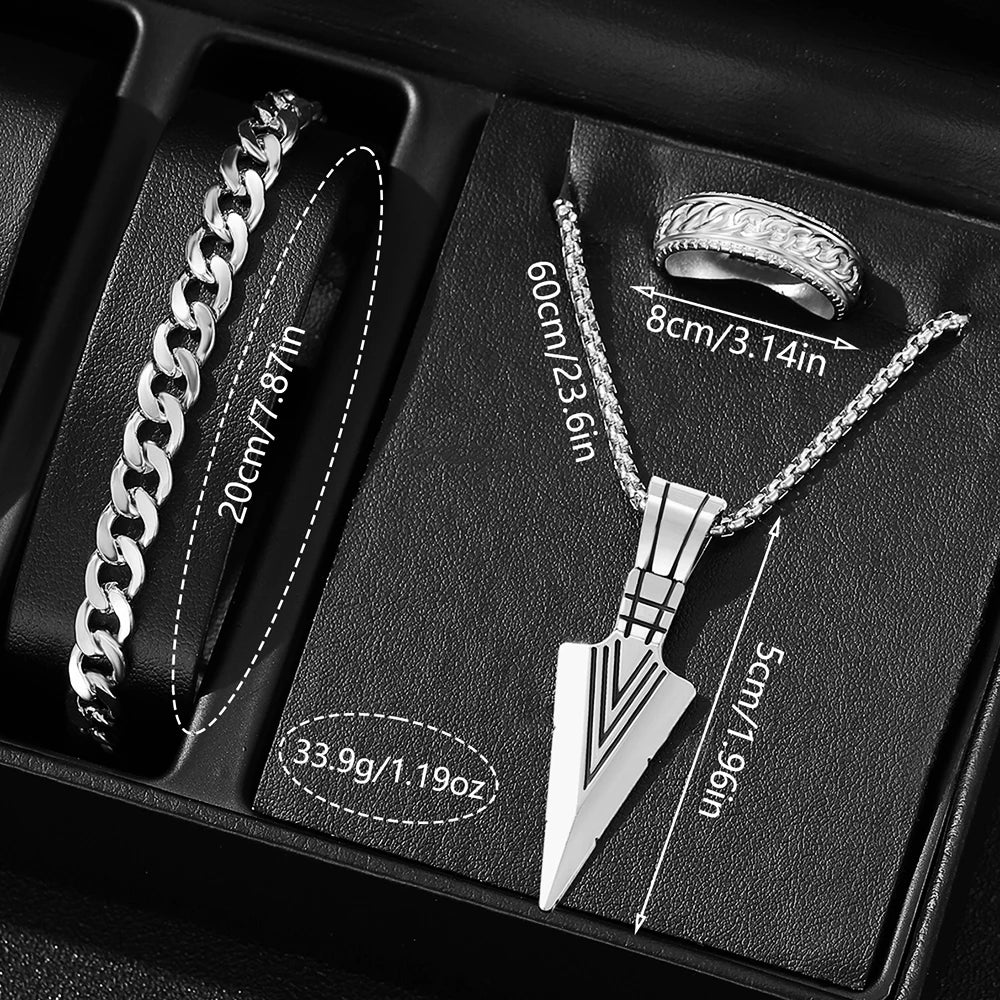 4PCS Silver Men's Fashion Casual Mixed Scale Dial Quartz Watch Bracelet Necklace Ring Set Suitable for Daily Wear Decoration Qme
