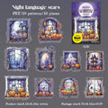 10Sheets/Bag Halloween Horror Window Gothic PET Stickers for Scrapbooking DIY, Collage Journal Decoration, Junk Journal Supplies Qme 2