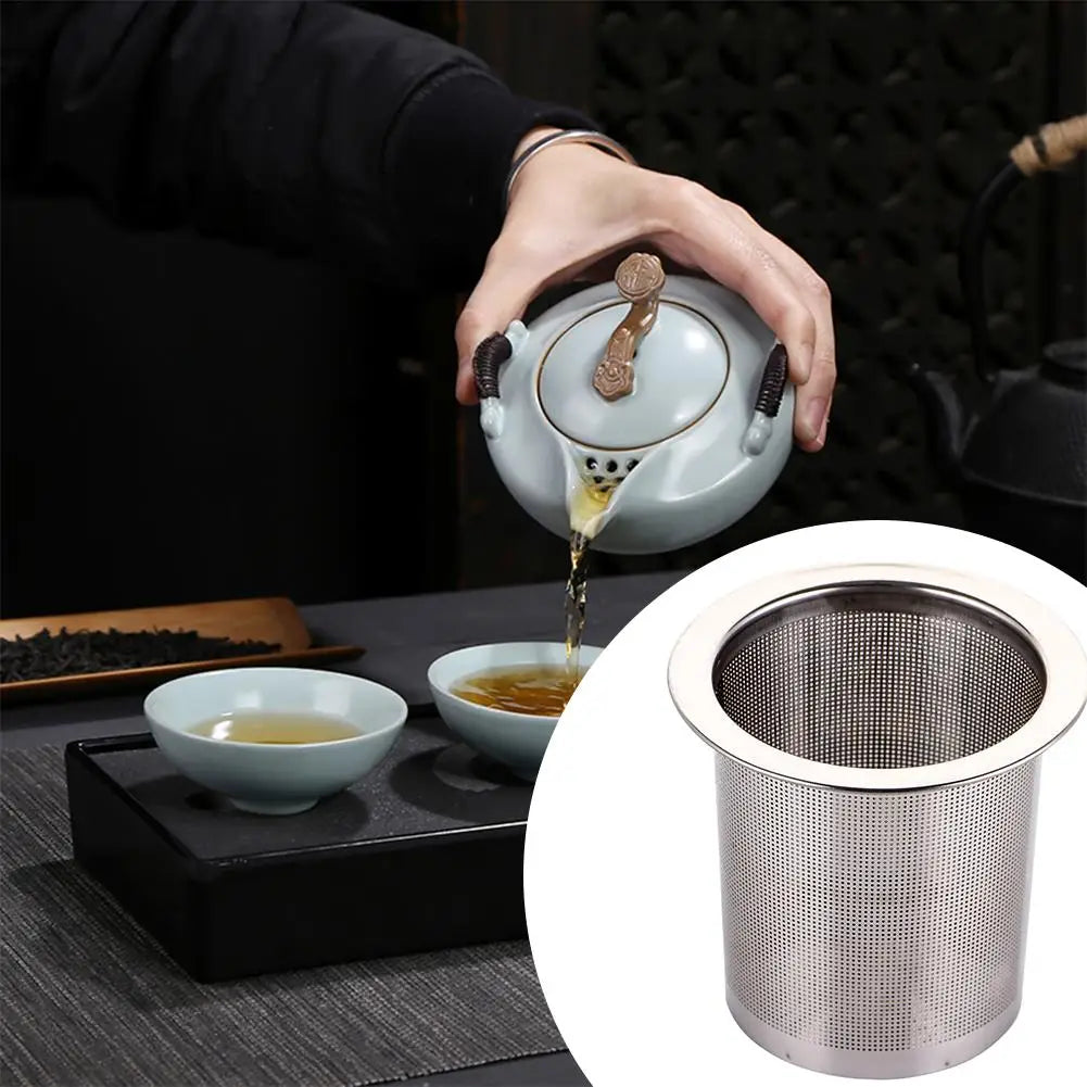 1pcs Loose Tea Steeper Stainless Steel Fine Mesh Strainers Large Capacity Teapot Infuser Filter For Tea LeafAnd Spices Straining Qme