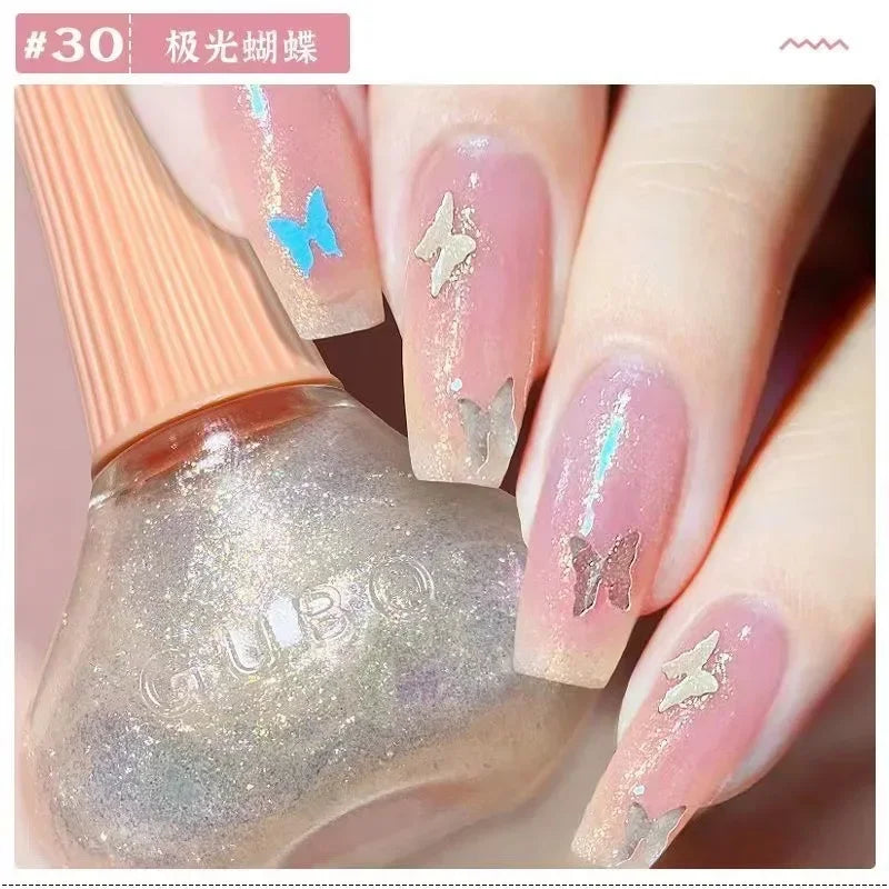 45 Colors Nail Polish Oil-based Nails Polish No-bake Quick Dry Non-tear Small Glitter Nail Gel Transparent Red Nail Art Qme 30
