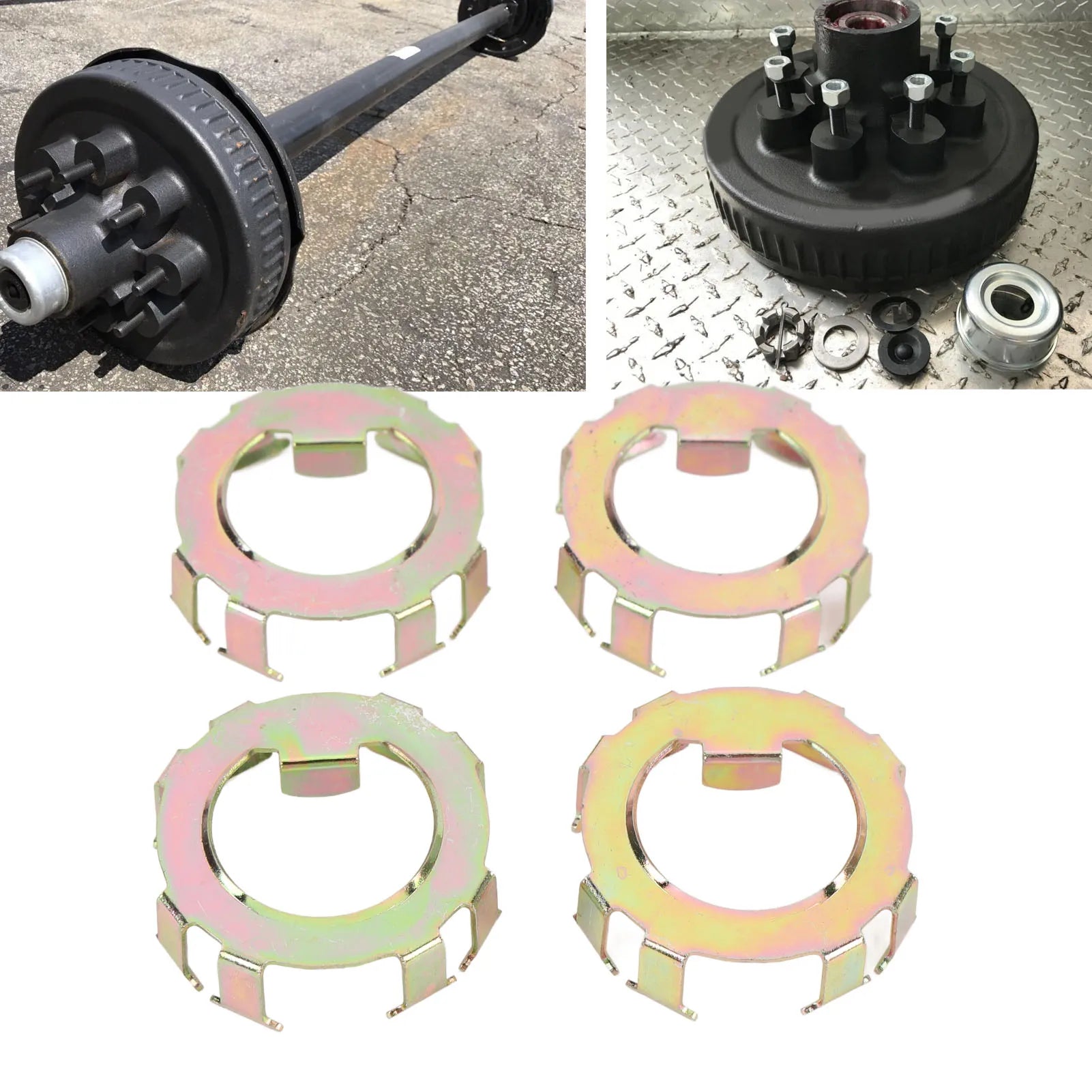 4Pcs Trailer Spindle Nut Retainer Metal Secure Fixation Wheel Spindle Nut Retainer Replacement for EZ-Lube Jam Nut Qme