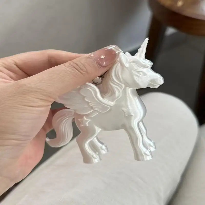 Fashion Pink Pegasus Keychain 3D Printed Cute Bag Charm Heart Clasp Qme A2