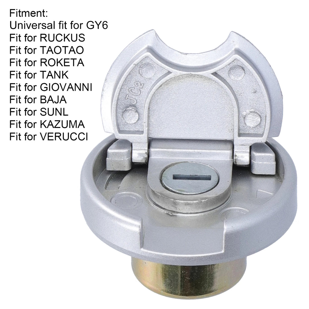 Fuel Cover Gas Gas Lid Gas Lock with Keys Stainless Steel Parts for GY6 Scooter Motorcycle Qme