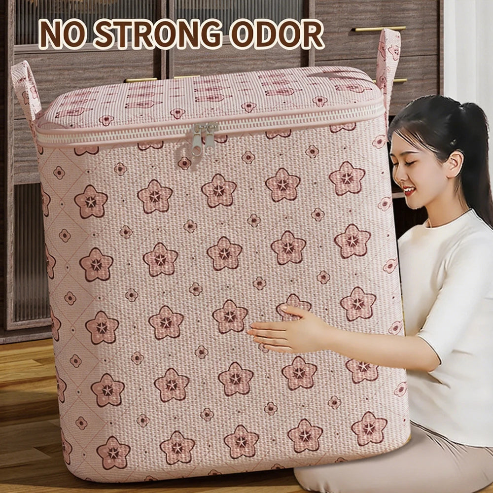 Large Capacity Quilt Storage Bag for Home Moving Clothes & Comforter Packing Sack for Student Dorm Travel Luggage Box Qme