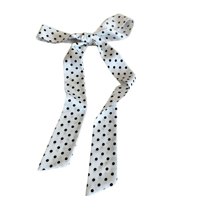 Retro Polka Dot Long Silk Scarf Ribbon Fashion Ins Versatile Qme rt-3