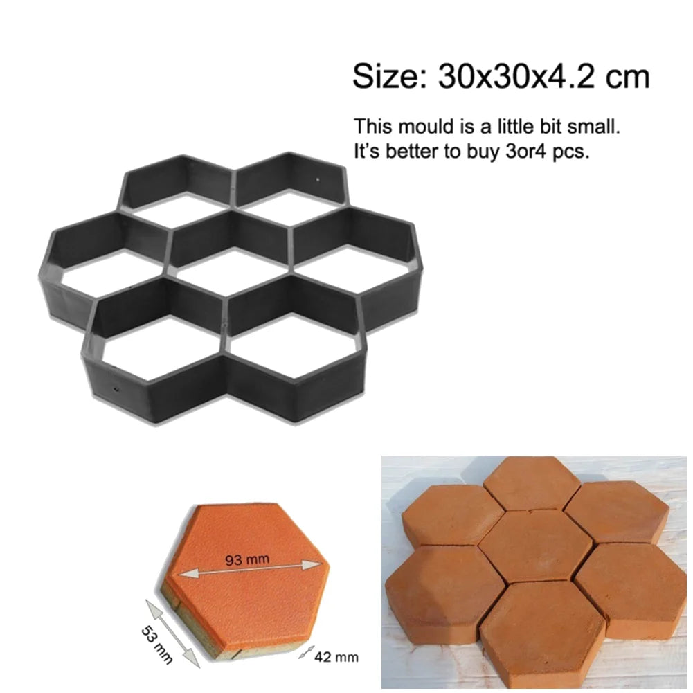 DIY Path Maker Paver Molds Stone Brick Concrete Mold Concrete Cement Walk Garden Path Paving Paver Reusable Patio Mold Maker Qme B