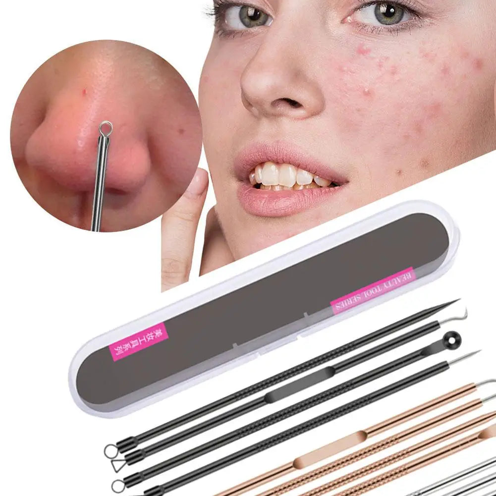 Blackhead Remover Tool Curved Tweezers Acne Needle Pimple Popper Qme
