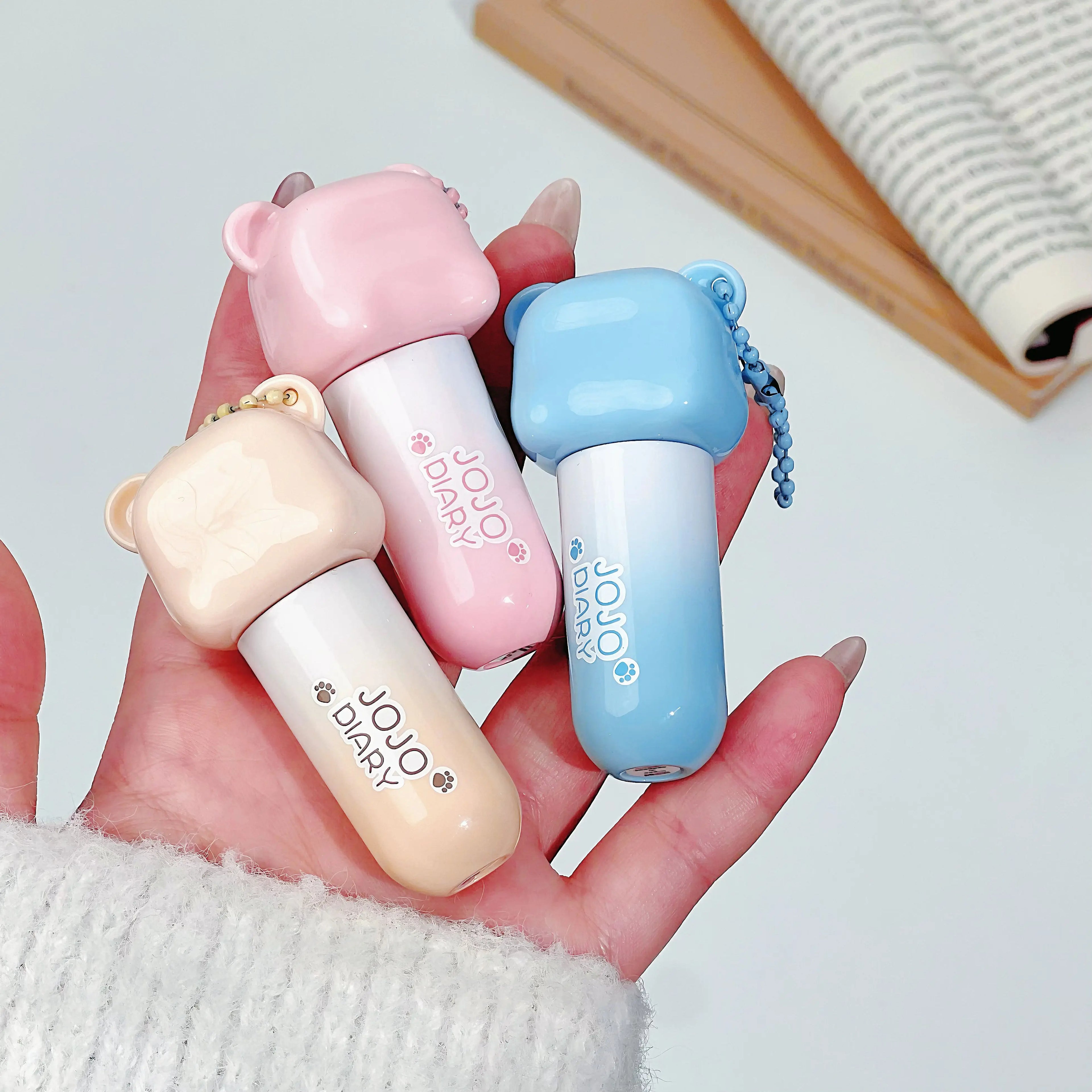 JOJO DAIRY Cute Bear Light-sheer Lip Glaze 6-color Pendant Watery Qme