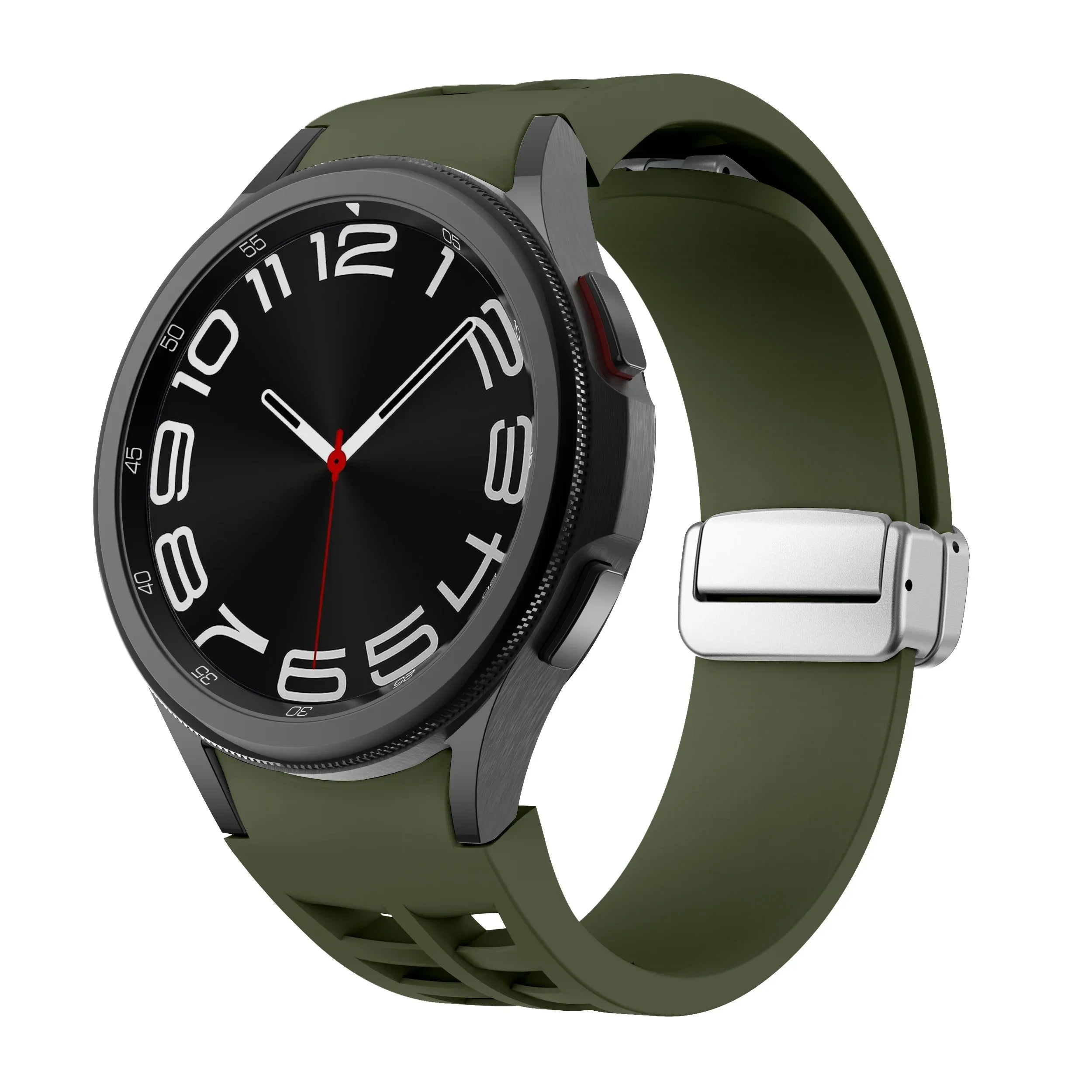 Magnetic Silicone Band for Samsung Galaxy Watch 6 Classic 43 47mm 4 42 46mm 5 Pro 45mm No Gaps Loop Strap for 4/5/6/7 40 44mm Qme
