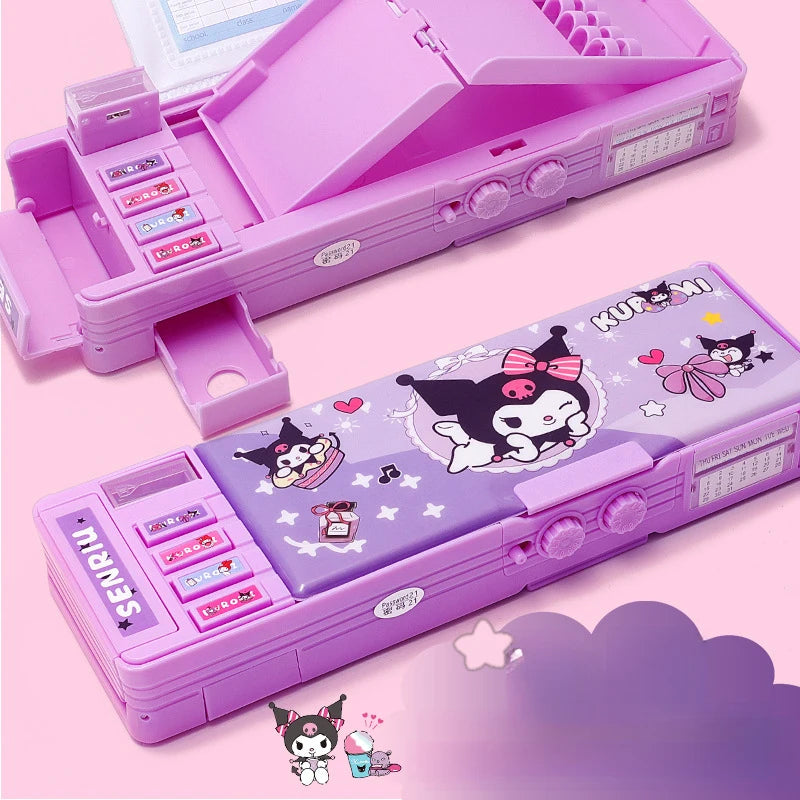Melody Combination Lock Pencil Case Kuroomi Large-Capacity Multifunctional Student Pencil Case Qme