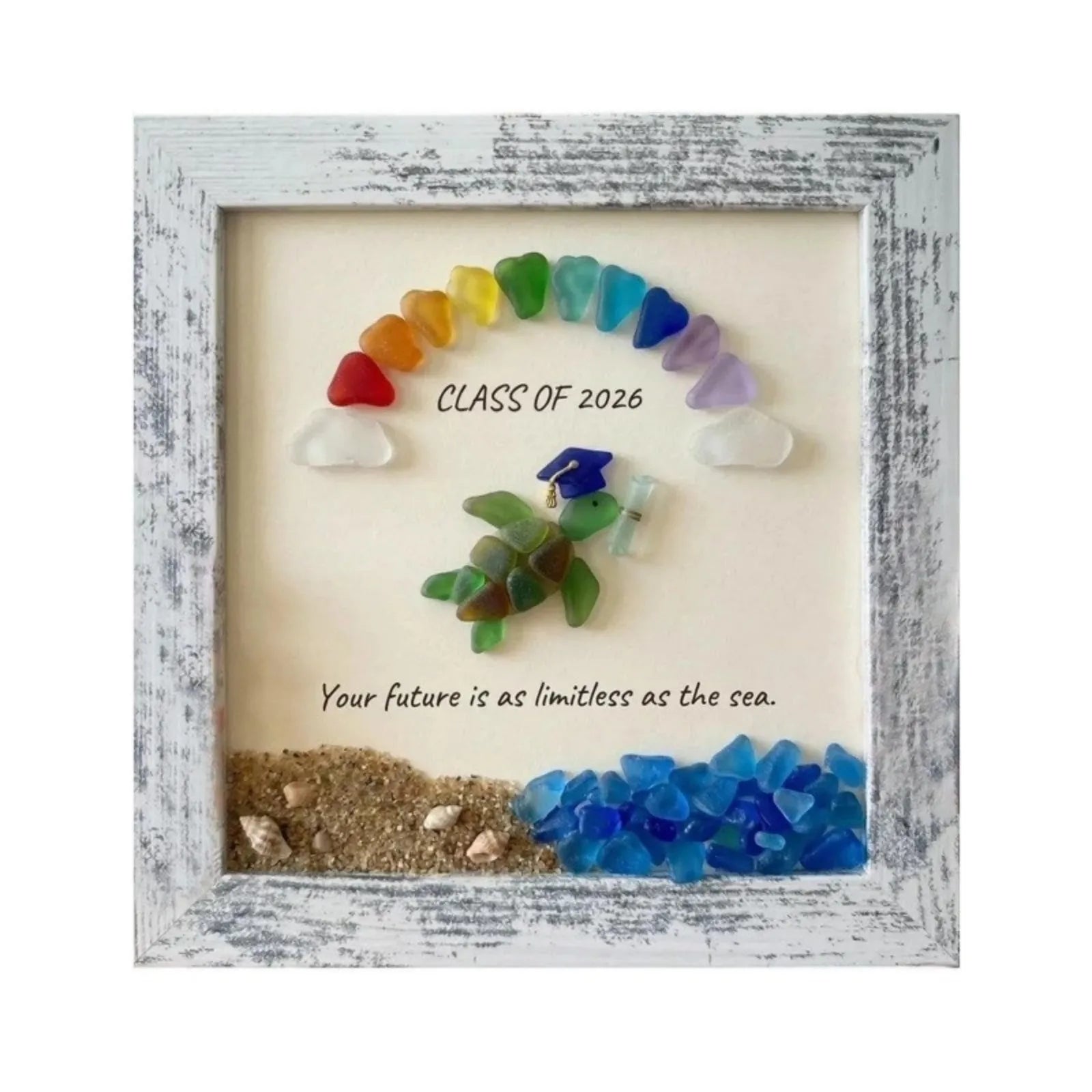 Sea Theme Photo Frame Glass Graduation Gift Artwork Graduation Keepsake Gift for Friends Teachers Home Living Room Bedroom Decor Qme A one size