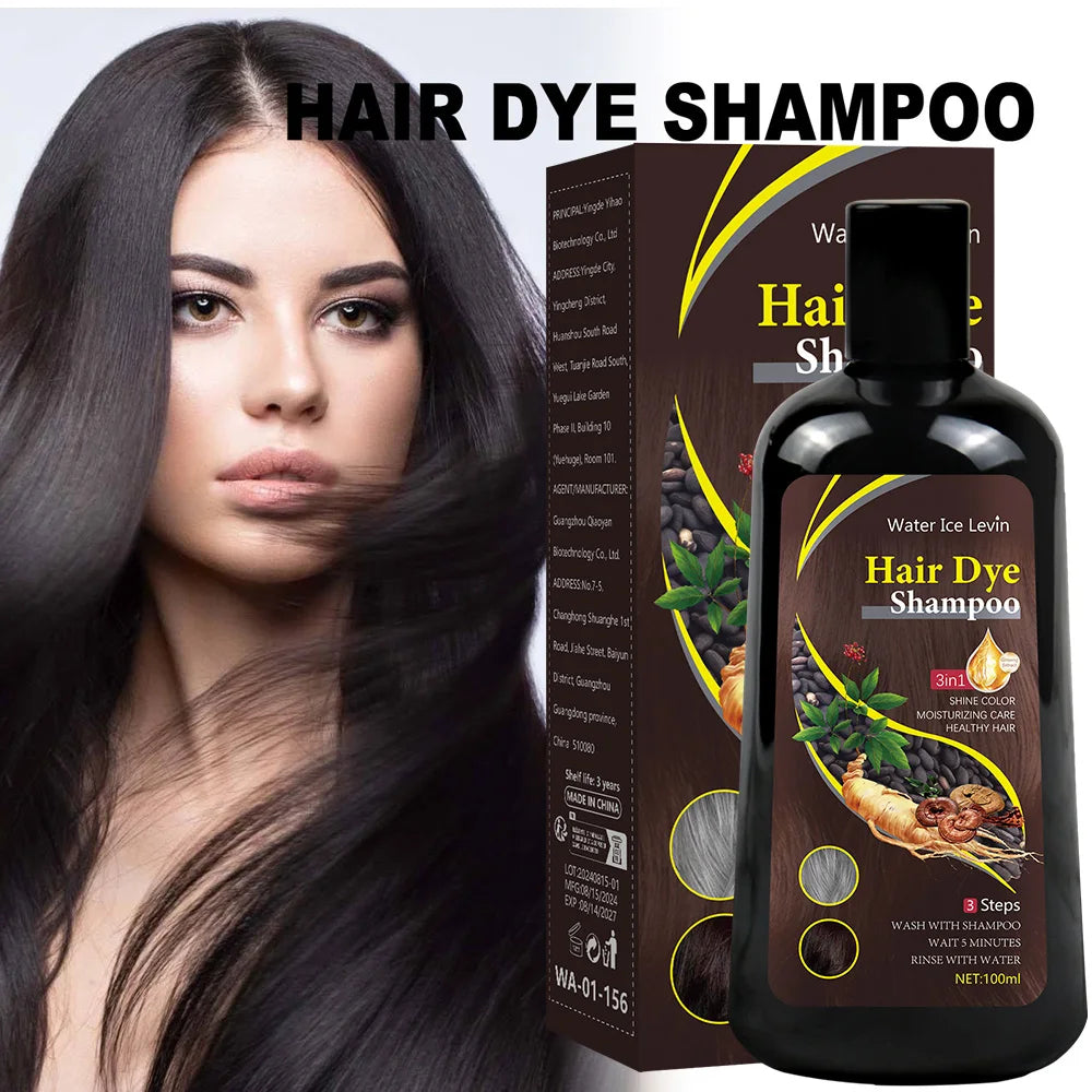 New Hair color shampoo 3 in 1 makes hair instantly from white to brown natural hair color protective sleeve for women 100ML Qme