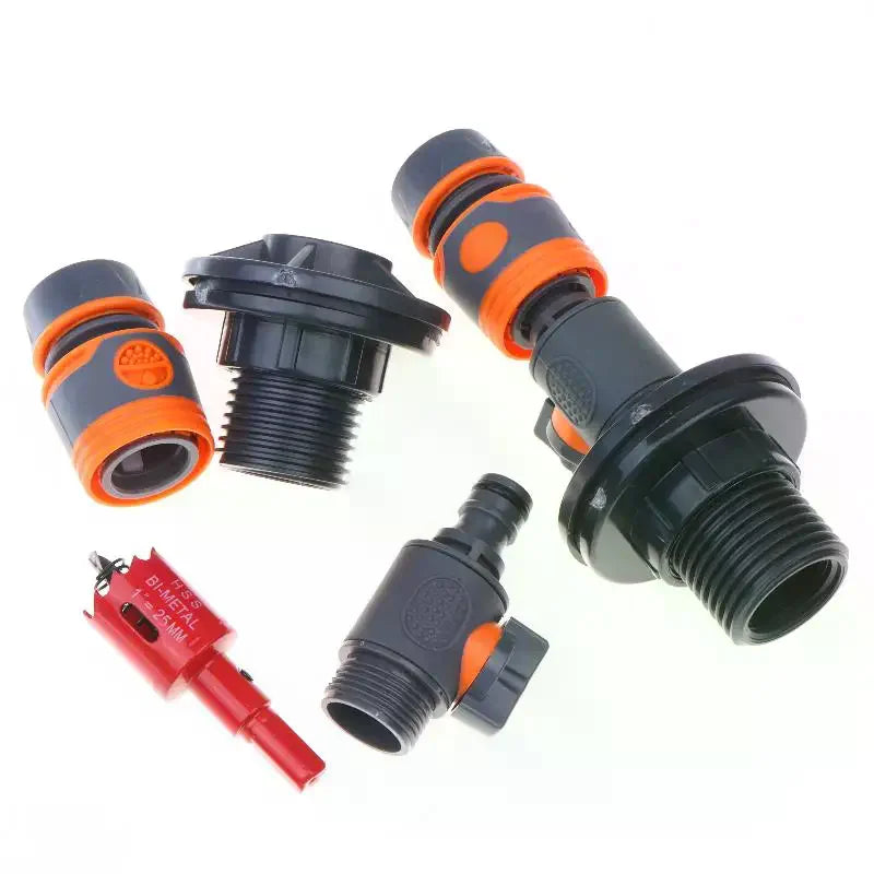 3/4 Inch PVC Water Tank Straight Valve Nipple Quick Stop Connector Rubber Coated Adapter Matching Pink Tape Plumbing DIY Qme