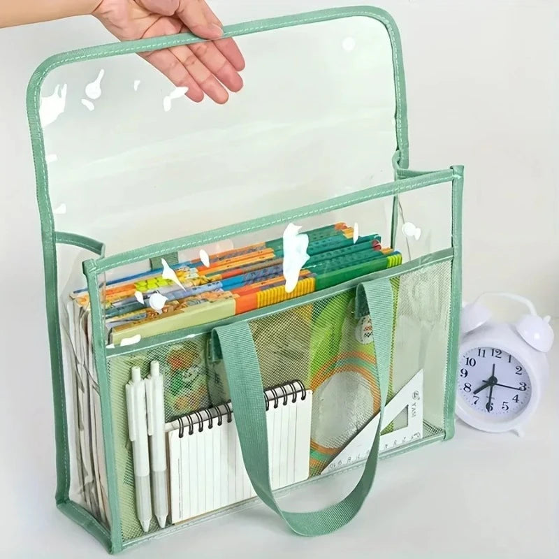 1 large capacity portable transparent waterproof handheld folder, expandable file storage bag, PVC self-adhesive file bag for of Qme
