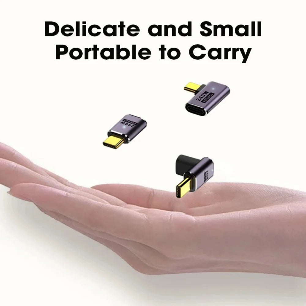 Mini Type-C USB4.0 OTG Adapter 40Gbps High Speed Data Converter Support 8K 60Hz 90/180 Degree Elbow Extension Fast Cable Adapter Qme