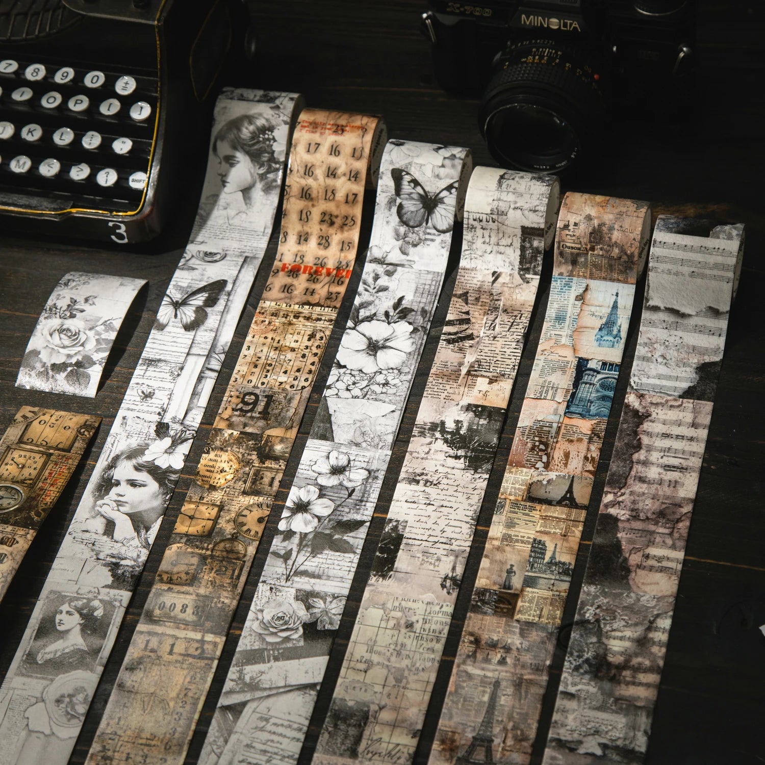 1 Roll Vintage Book Page Background Theme Washi Tape, Suitable for Scrapbooking DIY, Collage Supplies, Phone Case Notebook Decor Qme