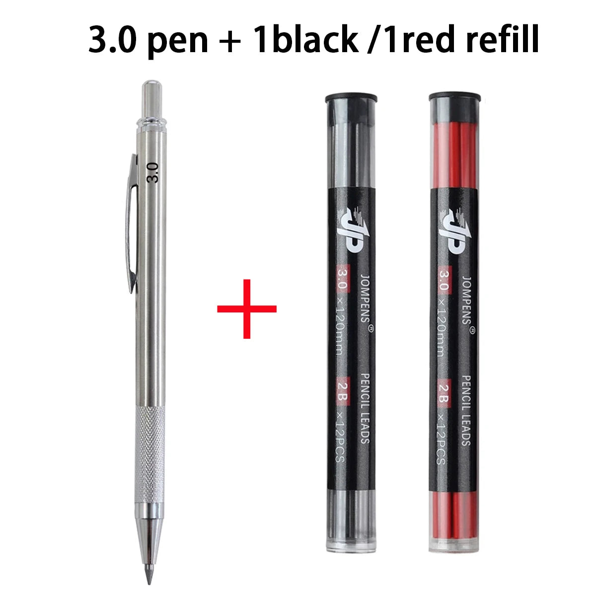 Mechanical Pencil Set 3.0mm Full Metal Painting Automatic Pencil & Refills, for Drafting, Drawing and Sketching Supply Qme 1pen-2box refills A