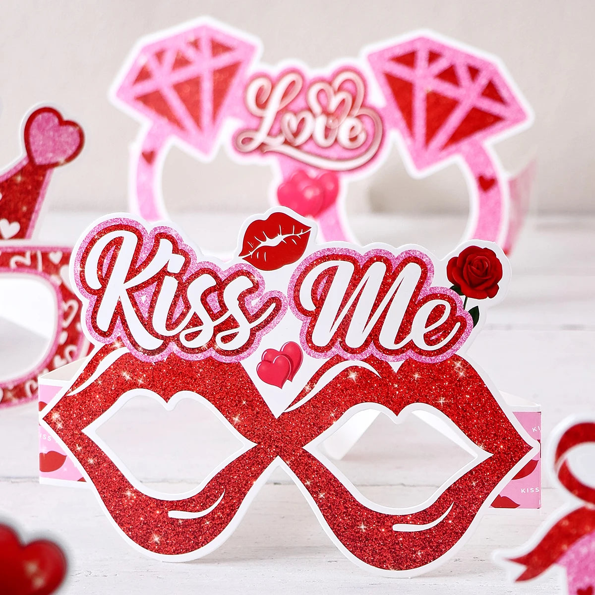 Pack of 6 Valentine's Day Party Decorative Glasses, Available in Various Styles and Vibrant Colors Perfect for Party Decoration Qme